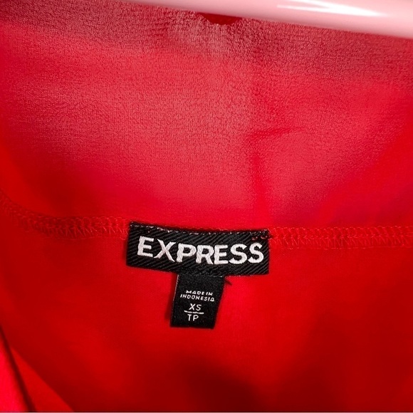 Express Red Short Sleeve Mesh Formal Dressy Business Casual Blouse Extra Small - Picture 5 of 12